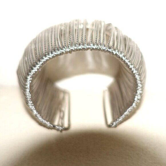 Silver tone Multiple String Cuff Bracelet - Picture 5 of 8